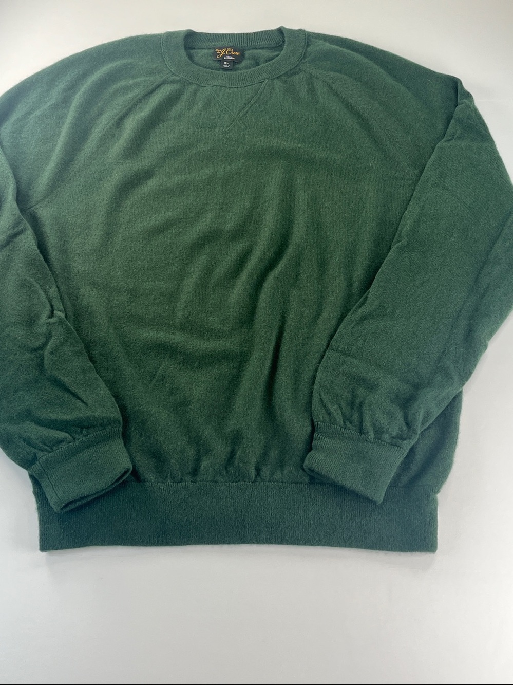 J.Crew Mens Cashmere Crewneck Sweater Hunter Green Preppy Quiet Luxury Sz XL